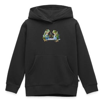 Deux cuisiniers grenouilles au dîner - Sweat Premium à capuche enfant bio - noir - Devant - AI Model Kid Male (0cm)
