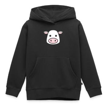 Mignonne Tête de Vache Visage Vector de la BD - Sweat Premium à capuche enfant bio - noir - Devant - AI Model Kid Male (0cm)