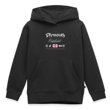 Souvenir de voyage streetwear de Plymouth en Angleterre - Sweat Premium à capuche enfant bio - noir - Devant - AI Model Kid Male (0cm)