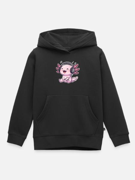  Axolotl Singen Musik Hören - Kinder Premium Organic Hoodie - Schwarz