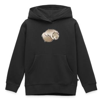 Schlafende Fluff-Katze - Kinder Premium Organic Hoodie - Schwarz - Vorne - AI Model Kid Male (0cm)