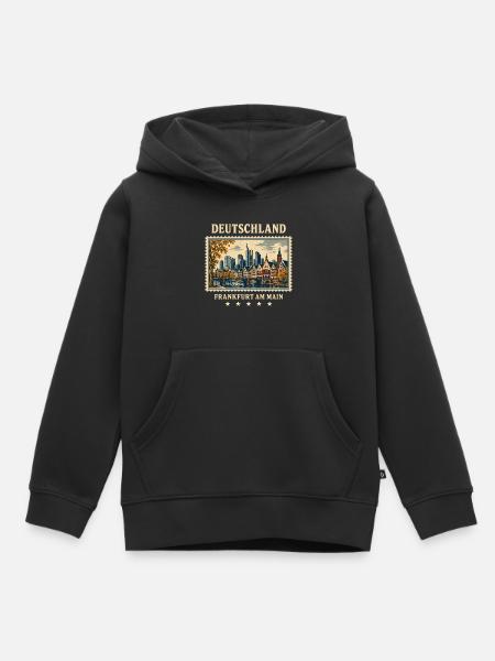 Deutschland Frankfurt Vintage Reisemarke - Kinder Premium Organic Hoodie - Schwarz