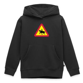 Avertissement de cheval - Sweat Premium à capuche enfant bio - noir - Devant - AI Model Kid Male (0cm)