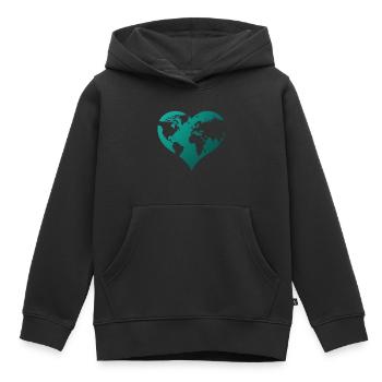 Terre, save the planet, Protection de l’environnement, Protection de la nature - Sweat Premium à capuche enfant bio - noir - Devant - AI Model Kid Male (0cm)