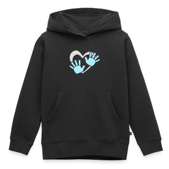 Empreinte de main de cœur de bébé - Sweat Premium à capuche enfant bio - noir - Devant - AI Model Kid Male (0cm)