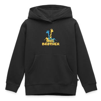 chemise de douche de grand frère girafe - Sweat Premium à capuche enfant bio - noir - Devant - AI Model Kid Male (0cm)