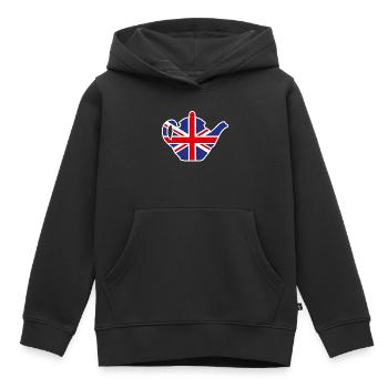 British United Kingdom teapot Union Jack - Kids Premium Organic Hoodie - black - Front - AI Model Kid Male (0cm)
