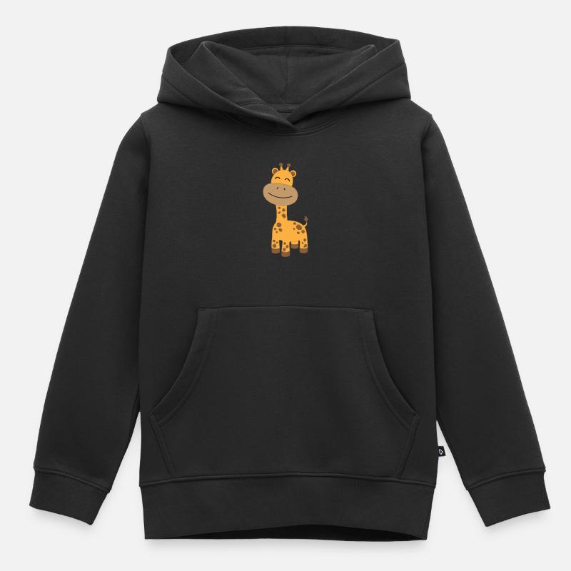 girafe - Sweat Premium à capuche enfant bio - noir
