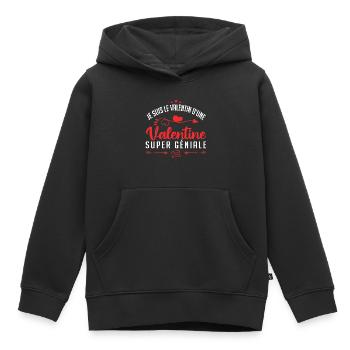 je suis le valentin d'une valentine super génial - Sweat Premium à capuche enfant bio - noir - Devant - AI Model Kid Male (0cm)