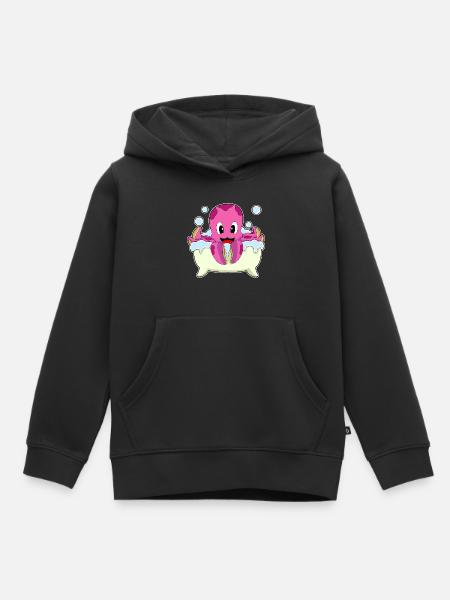 Krake Baden Badewanne - Kinder Premium Organic Hoodie - Schwarz