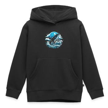 Imagination de baleine de l’espace - Sweat Premium à capuche enfant bio - noir - Devant - AI Model Kid Male (0cm)