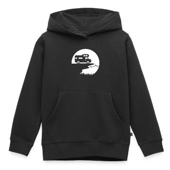 Vanlife Adventure : un design de camping-car élégant - Sweat Premium à capuche enfant bio - noir - Devant - AI Model Kid Male (0cm)