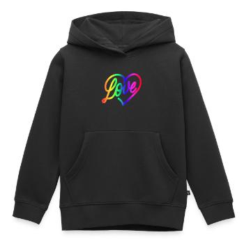 Love LOVE love Heart Rainbow - Kids Premium Organic Hoodie - black - Front - AI Model Kid Male (0cm)