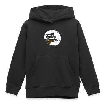 Vanlife et design de style de vie en camping-car - Sweat Premium à capuche enfant bio - noir - Devant - AI Model Kid Male (0cm)