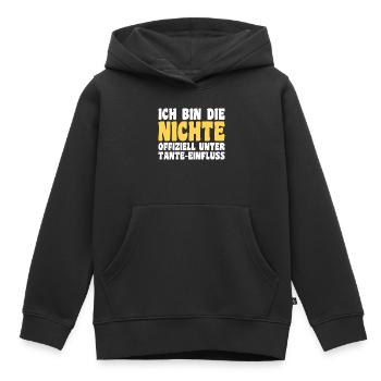 Motif familial neveu - Sweat Premium à capuche enfant bio - noir - Devant - AI Model Kid Male (0cm)