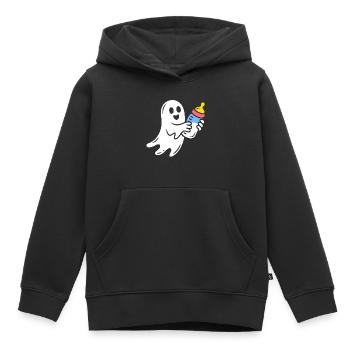 Fantôme câlin avec flacon - Sweat Premium à capuche enfant bio - noir - Devant - AI Model Kid Male (0cm)