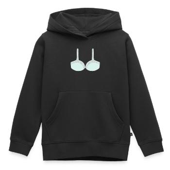 Bralette en dentelle menthe avec superposition florale - Sweat Premium à capuche enfant bio - noir - Devant - AI Model Kid Male (0cm)