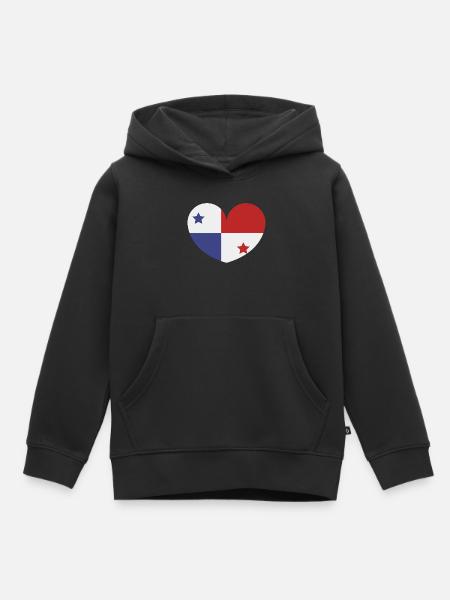 Panama-Herzflagge - Kinder Premium Organic Hoodie - Schwarz