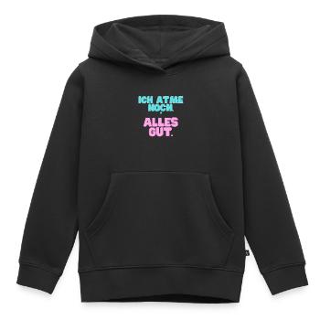 Ich_atme_noch - Kids Premium Organic Hoodie - black - Front - AI Model Kid Male (0cm)