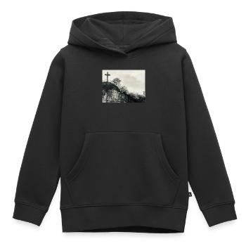 Stone Hill avec croix - Sweat Premium à capuche enfant bio - noir - Devant - AI Model Kid Male (0cm)