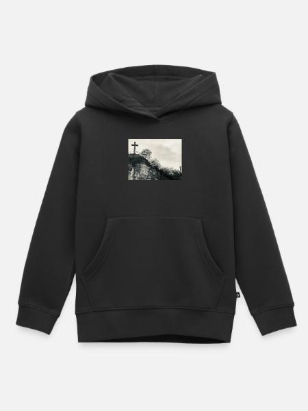 Steinhügel mit Kreuz - Kinder Premium Organic Hoodie - Schwarz