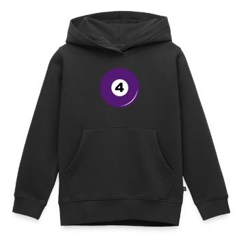 Numéro de boule de billard 4 - Sweat Premium à capuche enfant bio - noir - Devant - AI Model Kid Male (0cm)