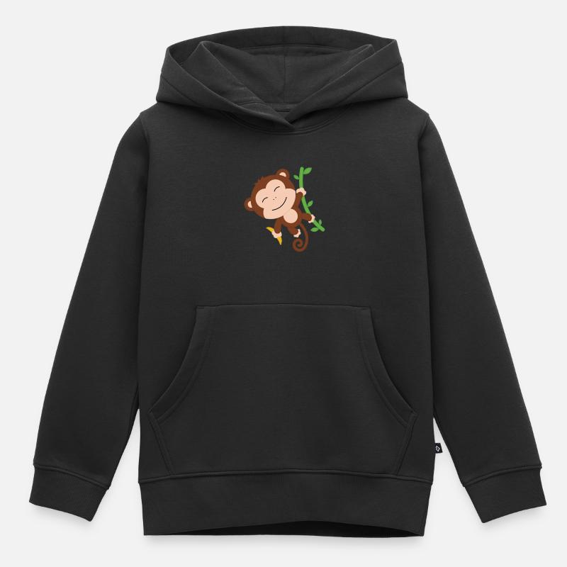 Singe - Sweat Premium à capuche enfant bio - noir
