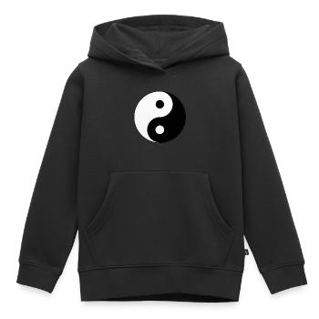 Yin Yang YOGA - Sweat Premium à capuche enfant bio - noir - Devant - AI Model Kid Male (0cm)