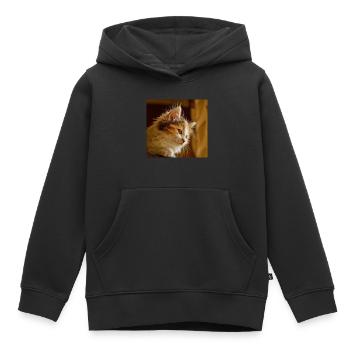 chat masque de chat masque de chat masque de chat - Sweat Premium à capuche enfant bio - noir - Devant - AI Model Kid Male (0cm)