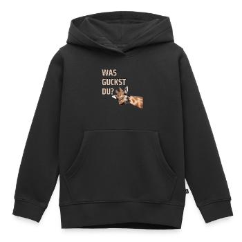WAS GUCKST DU? - Kinder Premium Organic Hoodie - Schwarz - Vorne - AI Model Kid Male (0cm)