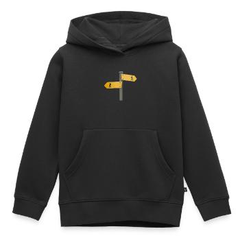 Panneau de randonnée panneau indicateur - Sweat Premium à capuche enfant bio - noir - Devant - AI Model Kid Male (0cm)