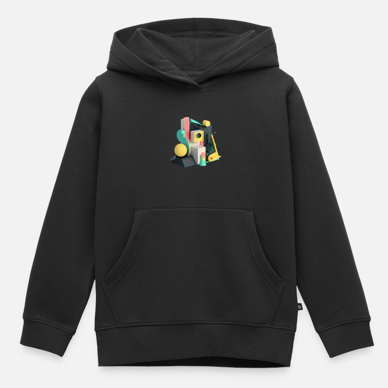 ..3D - Sweat Premium à capuche enfant bio - noir