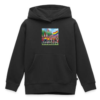 United in Diversity - Kinder Premium Organic Hoodie - Schwarz - Vorne - AI Model Kid Male (0cm)