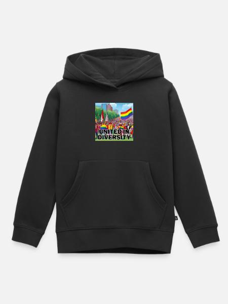 United in Diversity - Kinder Premium Organic Hoodie - Schwarz