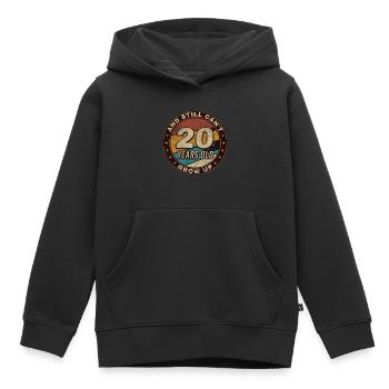 Cadeau 20e anniversaire Rétro 20e anniversaire - Sweat Premium à capuche enfant bio - noir - Devant - AI Model Kid Male (0cm)