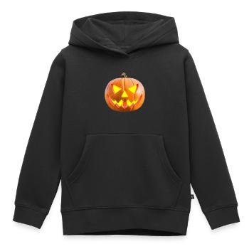 Citrouille d’Halloween - Lanterne de citrouille - Sweat Premium à capuche enfant bio - noir - Devant - AI Model Kid Male (0cm)