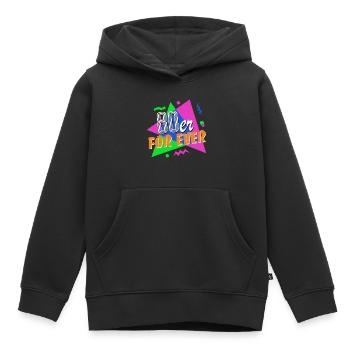 Années 80 pour toujours - années 80 - coloré + fou - Sweat Premium à capuche enfant bio - noir - Devant - AI Model Kid Male (0cm)