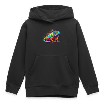 Iguane - Sweat Premium à capuche enfant bio - noir - Devant - AI Model Kid Male (0cm)