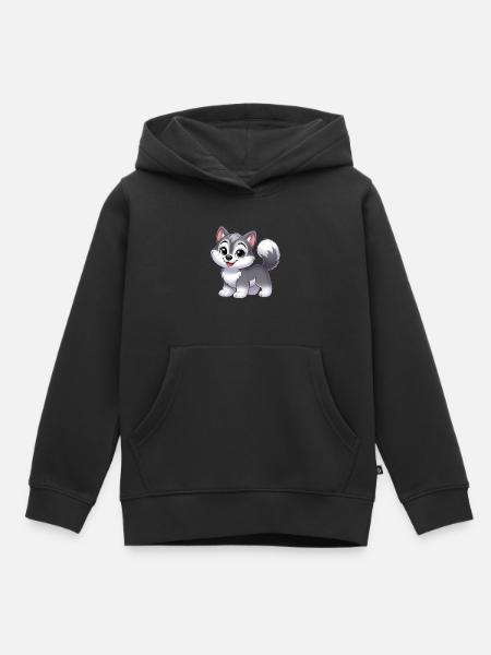 wolf 12 - Sweat Premium à capuche enfant bio - noir