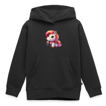 pony 3 - Kids Premium Organic Hoodie - black - Front - AI Model Kid Male (0cm)