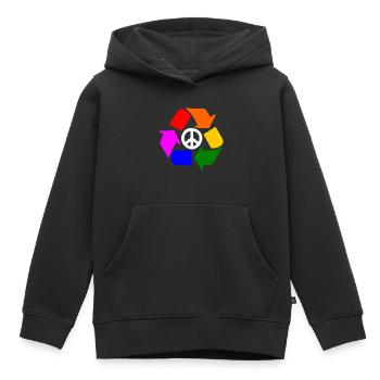 Signe lgbt de paix - signe de paix - Sweat Premium à capuche enfant bio - noir - Devant - AI Model Kid Male (0cm)