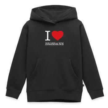 I LOVE BRISBANE - Kinder Premium Organic Hoodie - Schwarz - Vorne - AI Model Kid Male (0cm)