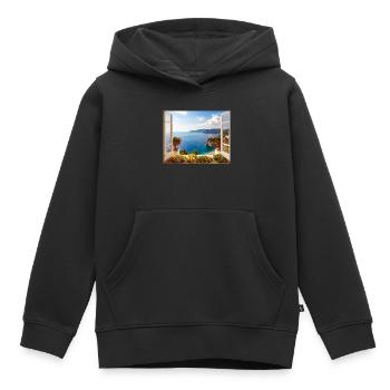 Vue panoramique de la côte méditerranéenne - Sweat Premium à capuche enfant bio - noir - Devant - AI Model Kid Male (0cm)