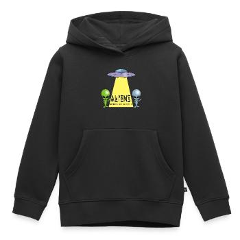 Grün oder grau außerirdisch? - Kinder Premium Organic Hoodie - Schwarz - Vorne - AI Model Kid Male (0cm)