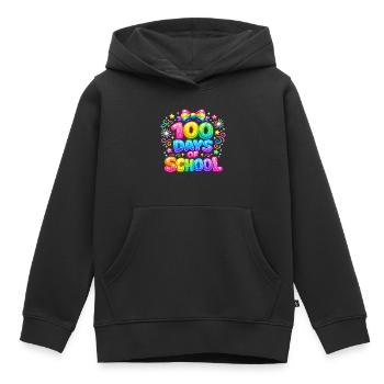 100 Jours d'École Arc-en-Ciel Magique - Sweat Premium à capuche enfant bio - noir - Devant - AI Model Kid Male (0cm)