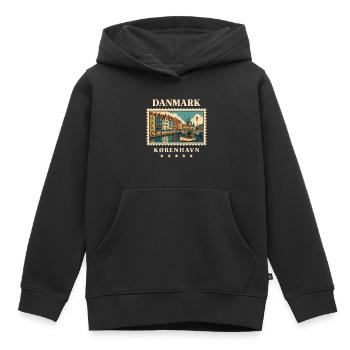 Dänemark Kopenhagen Vintage Reisemarke - Kinder Premium Organic Hoodie - Schwarz - Vorne - AI Model Kid Male (0cm)