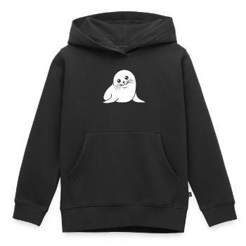 Baby Seal Silhouette Cute Animal Motif - Kids Premium Organic Hoodie - black - Front - AI Model Kid Male (0cm)