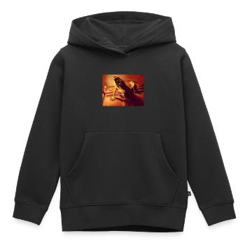 Créature hypnotique gecko aux yeux tourbillonnants - Sweat Premium à capuche enfant bio - noir - Devant - AI Model Kid Male (0cm)