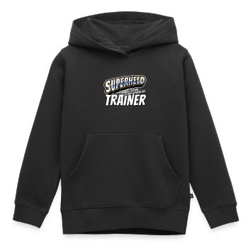 Superheld, clever getarnt als Trainer - Kinder Premium Organic Hoodie - Schwarz - Vorne - AI Model Kid Male (0cm)