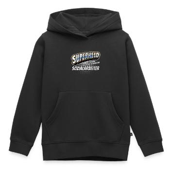 Superheld, clever getarnt als Sozialarbeiter - Kinder Premium Organic Hoodie - Schwarz - Vorne - AI Model Kid Male (0cm)